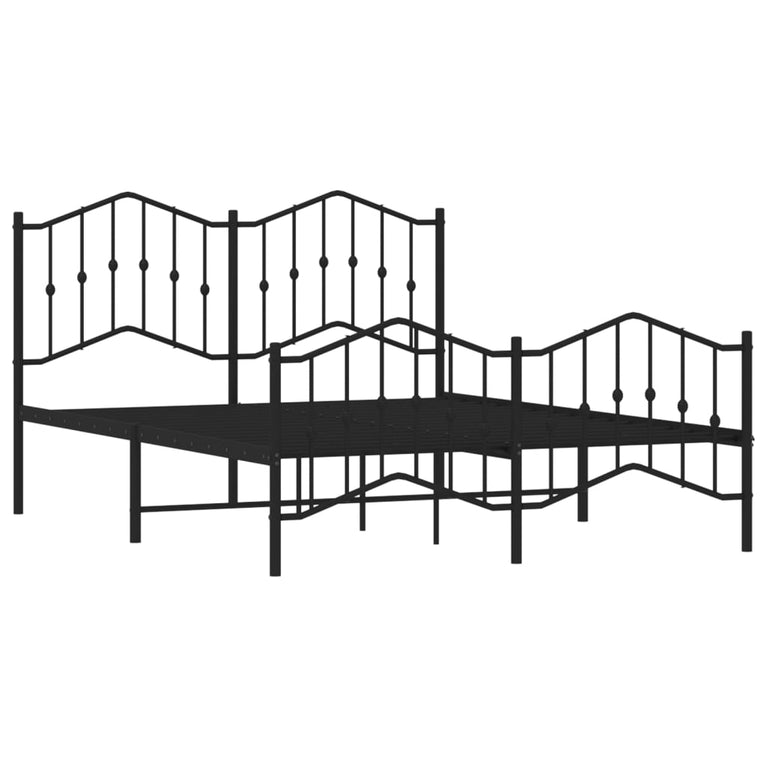 Bedframe met hoofd- en voeteneinde metaal zwart 135x190 cm