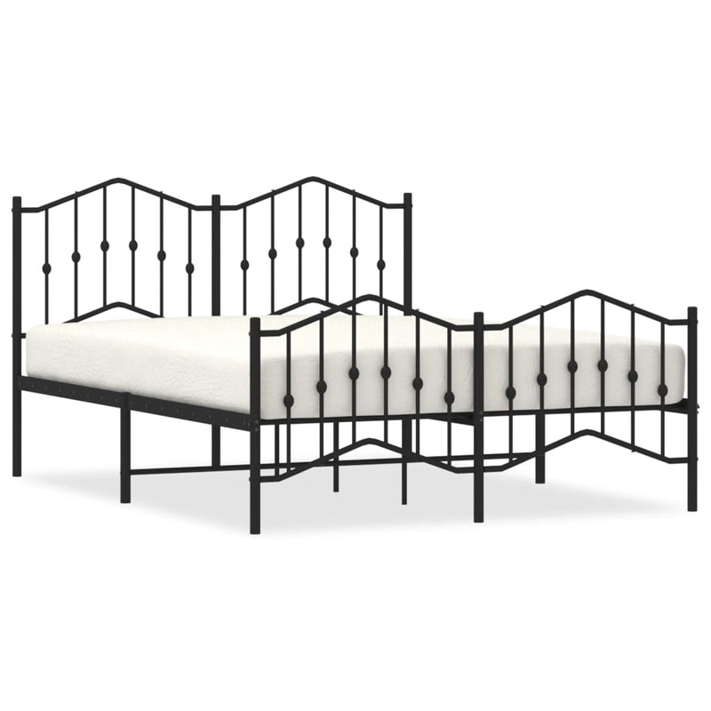 Bedframe met hoofd- en voeteneinde metaal zwart 140x190 cm