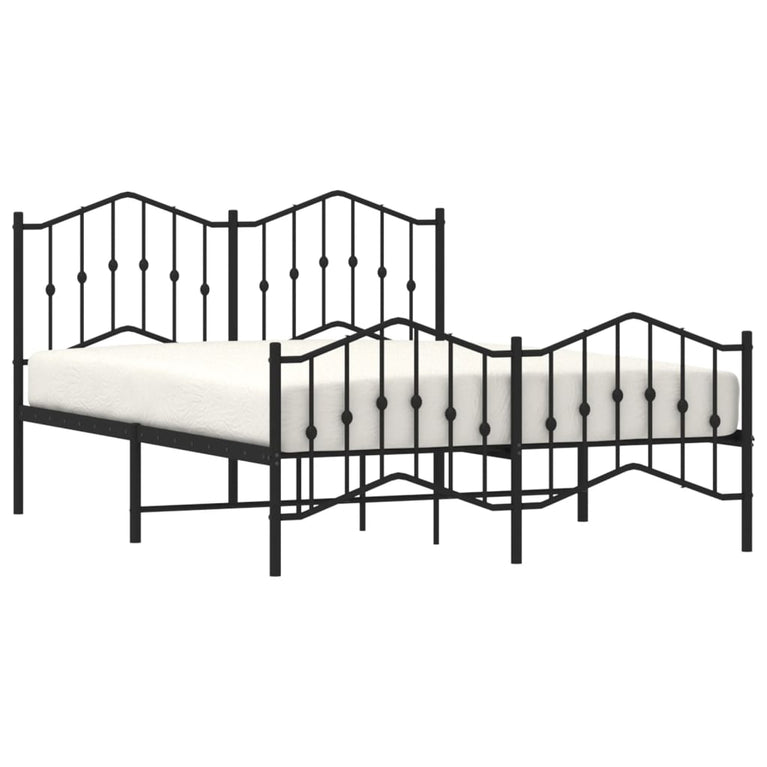 Bedframe met hoofd- en voeteneinde metaal zwart 140x190 cm