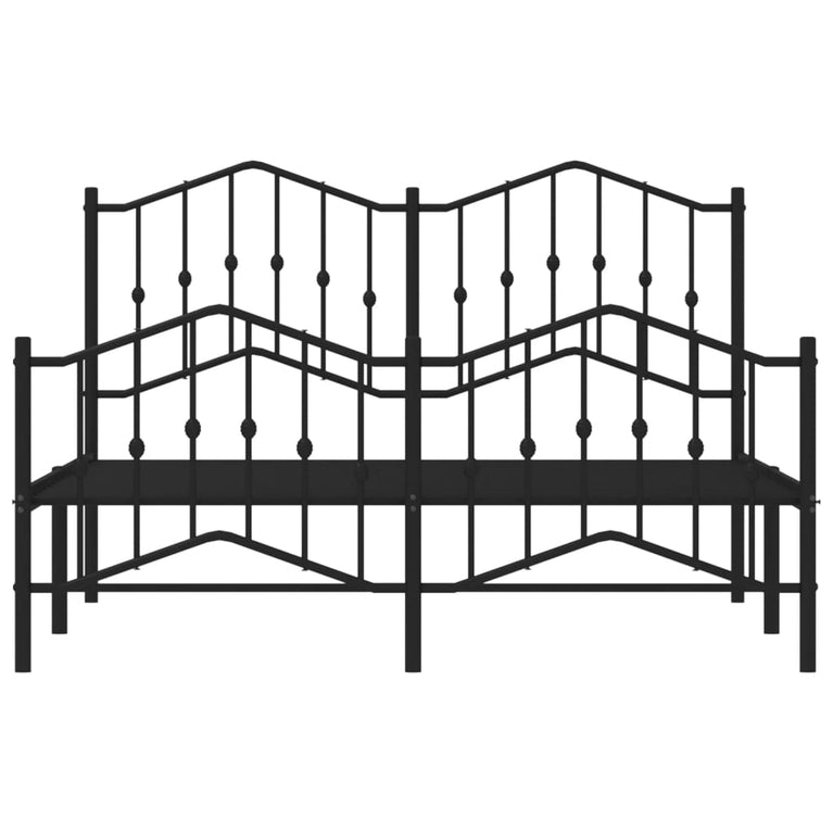 Bedframe met hoofd- en voeteneinde metaal zwart 140x190 cm