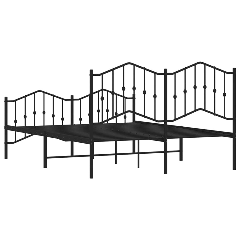 Bedframe met hoofd- en voeteneinde metaal zwart 140x190 cm