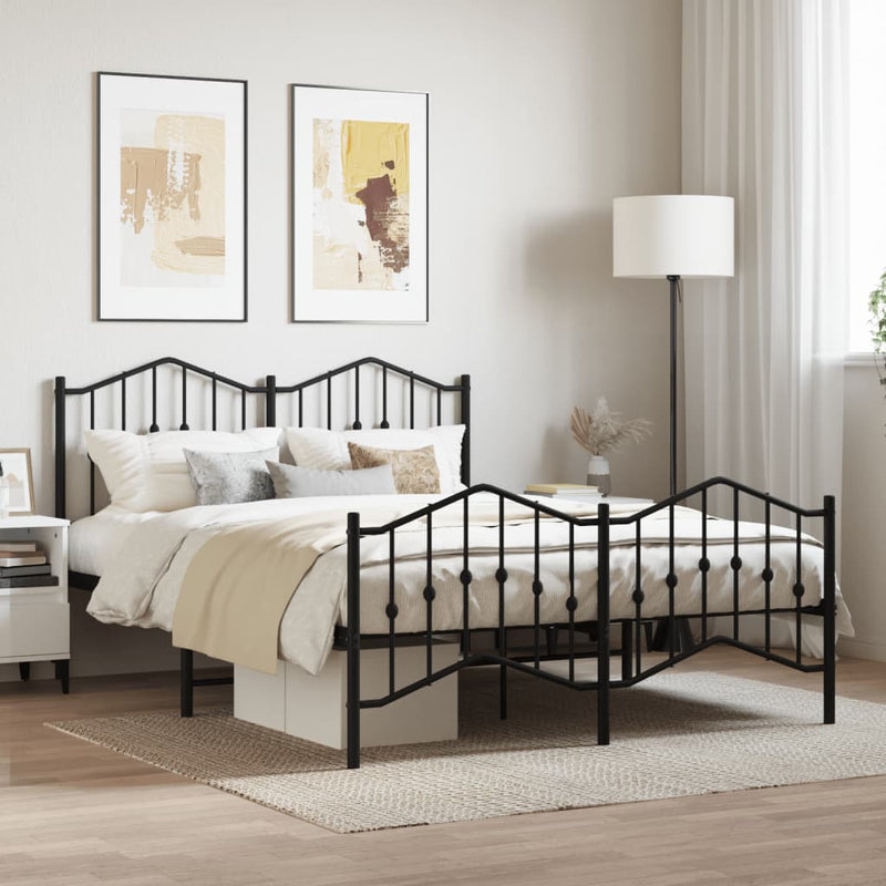 Bedframe met hoofd- en voeteneinde metaal zwart 140x190 cm