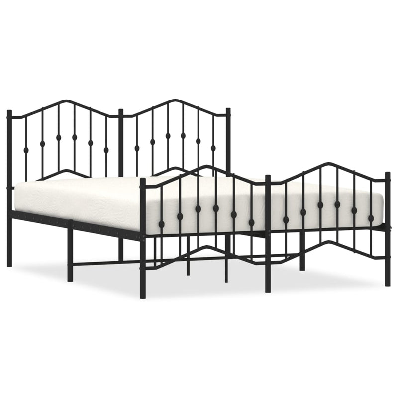 Bedframe met hoofd- en voeteneinde metaal zwart 140x200 cm