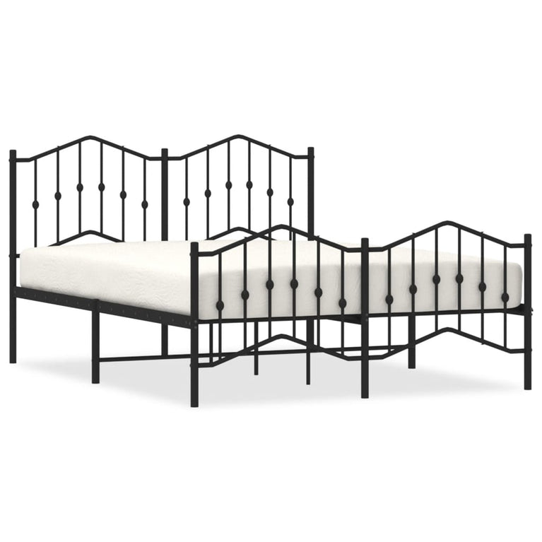 Bedframe met hoofd- en voeteneinde metaal zwart 150x200 cm