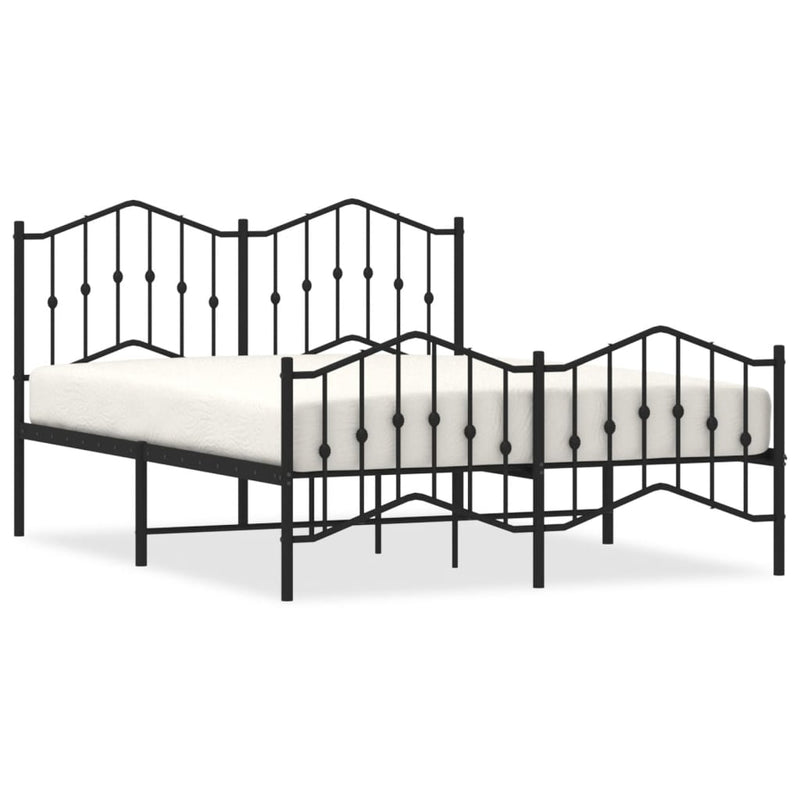 Bedframe met hoofd- en voeteneinde metaal zwart 150x200 cm