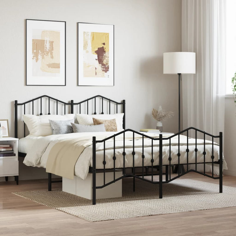 Bedframe met hoofd- en voeteneinde metaal zwart 150x200 cm