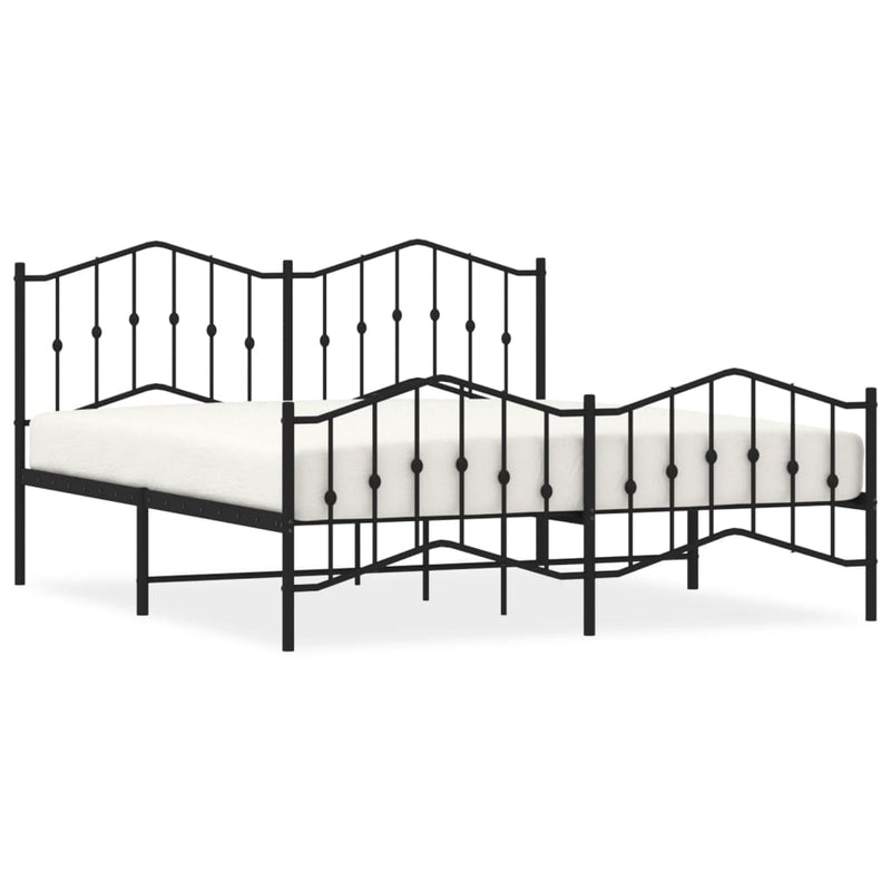 Bedframe met hoofd- en voeteneinde metaal zwart 160x200 cm