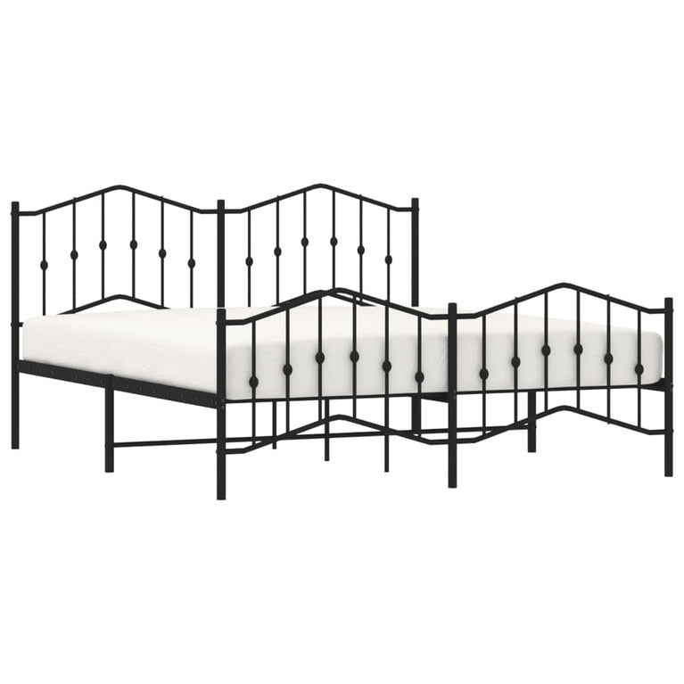 Bedframe met hoofd- en voeteneinde metaal zwart 160x200 cm