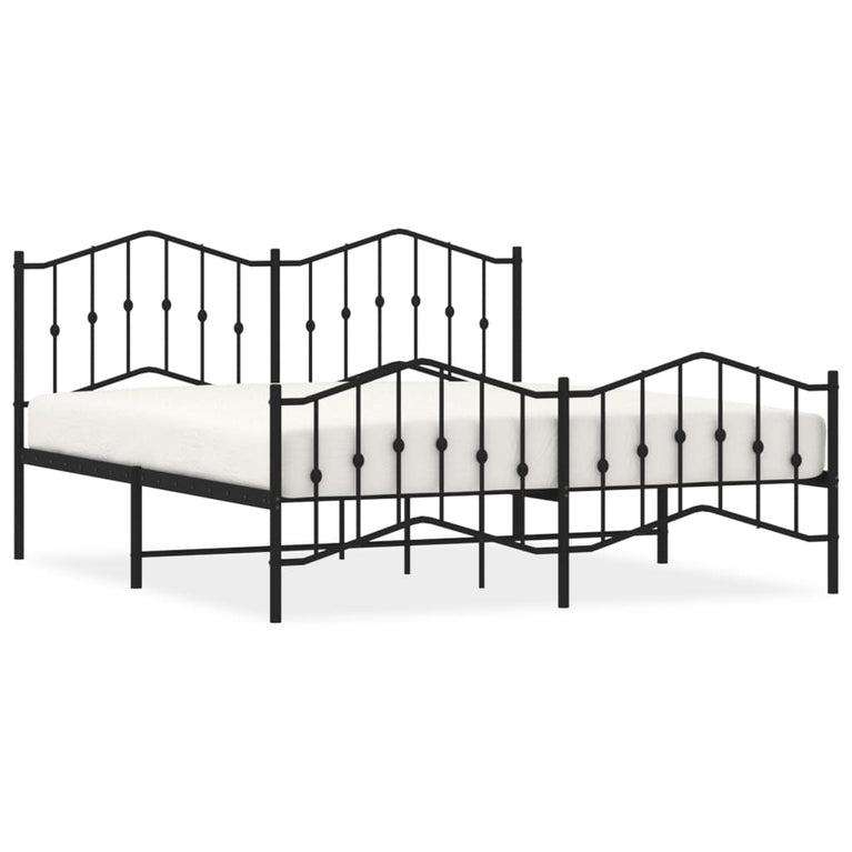 Bedframe met hoofd- en voeteneinde metaal zwart 183x213 cm