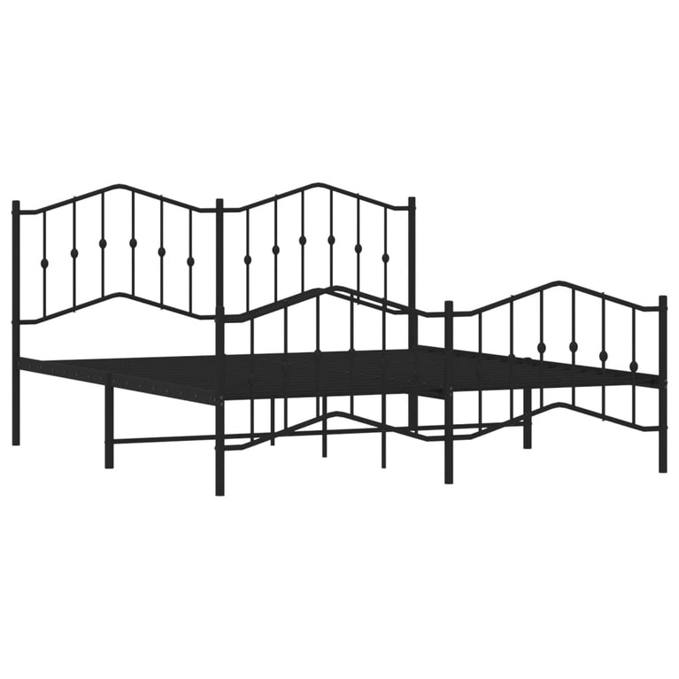 Bedframe met hoofd- en voeteneinde metaal zwart 183x213 cm