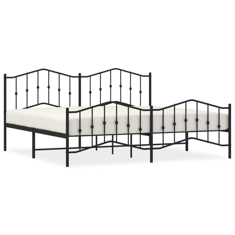 Bedframe met hoofd- en voeteneinde metaal zwart 193x203 cm