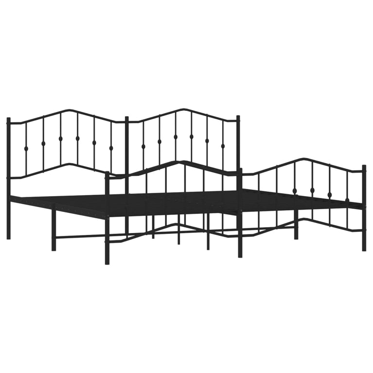 Bedframe met hoofd- en voeteneinde metaal zwart 193x203 cm