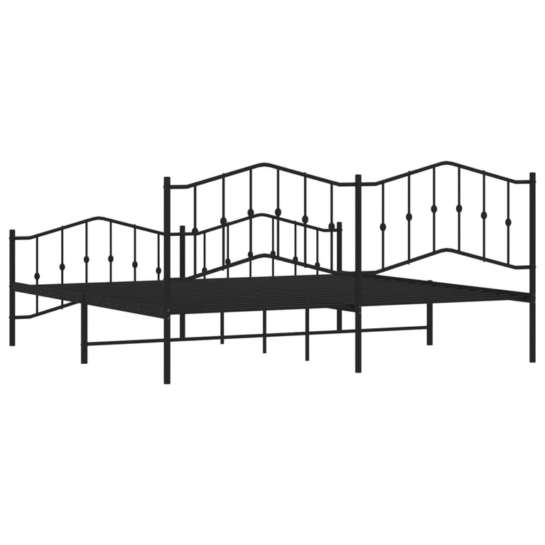 Bedframe met hoofd- en voeteneinde metaal zwart 193x203 cm