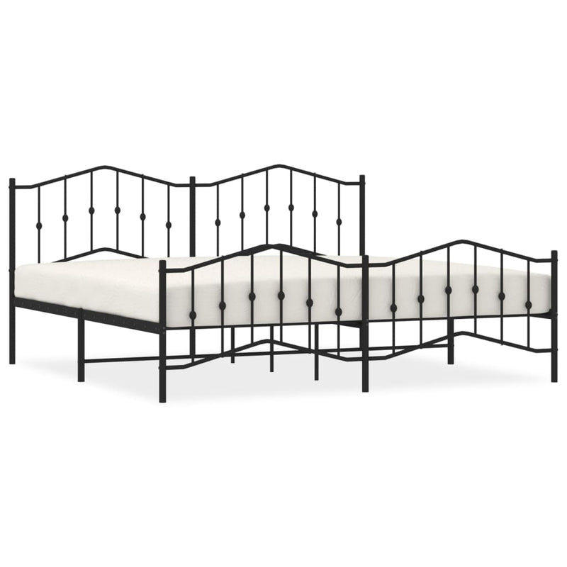 Bedframe met hoofd- en voeteneinde metaal zwart 200x200 cm