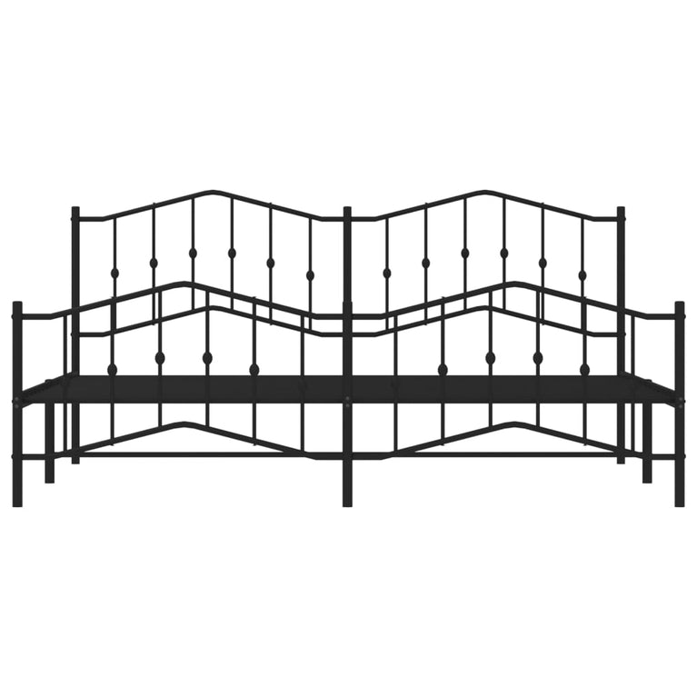Bedframe met hoofd- en voeteneinde metaal zwart 200x200 cm