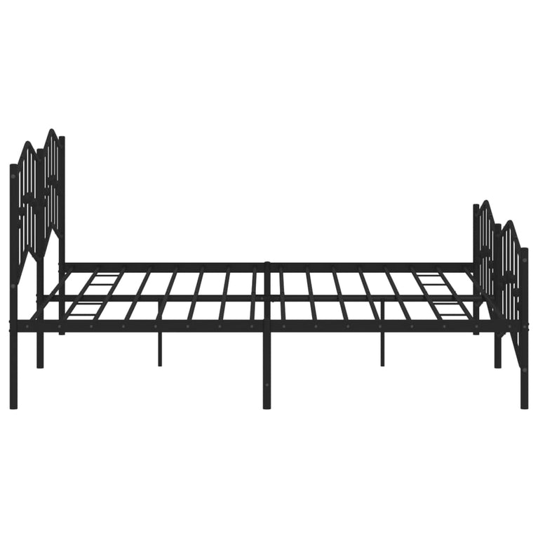 Bedframe met hoofd- en voeteneinde metaal zwart 200x200 cm