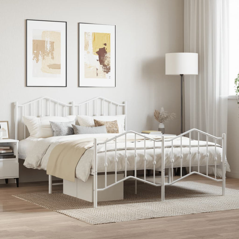 Bedframe met hoofd- en voeteneinde metaal wit 140x200 cm