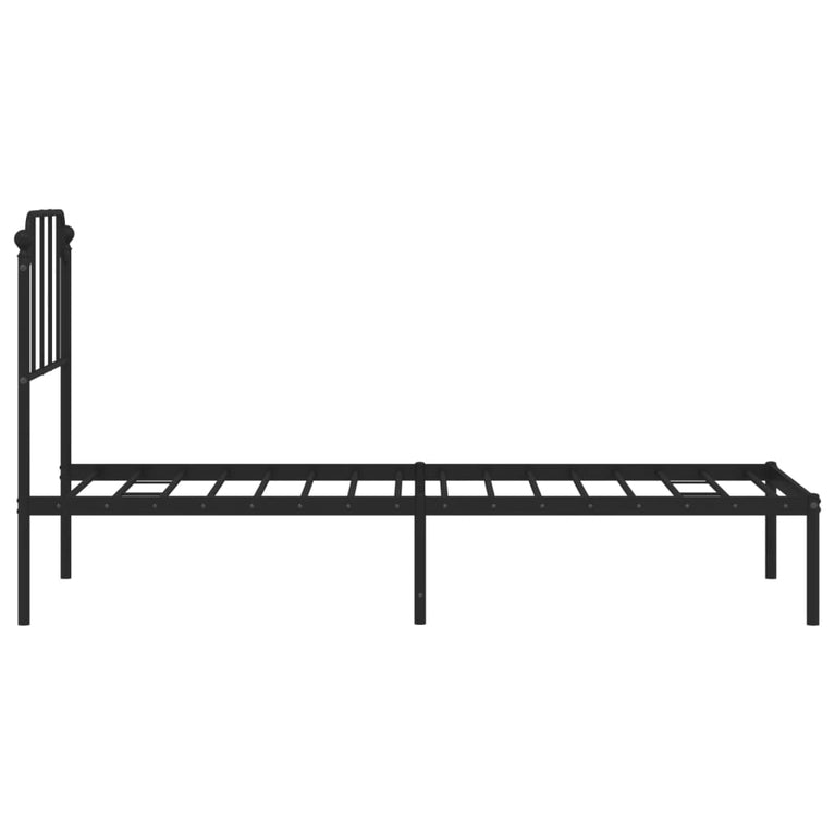 Bedframe met hoofdbord metaal zwart 75x190 cm