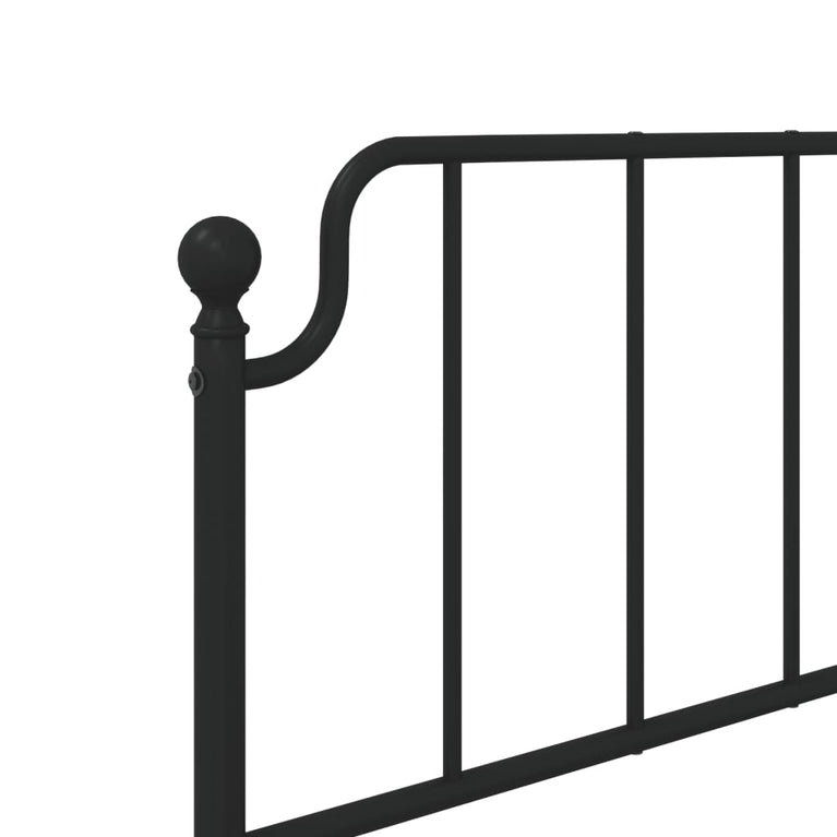 Bedframe met hoofdbord metaal zwart 75x190 cm