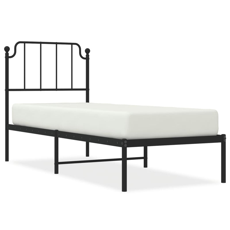 Bedframe met hoofdbord metaal zwart 80x200 cm