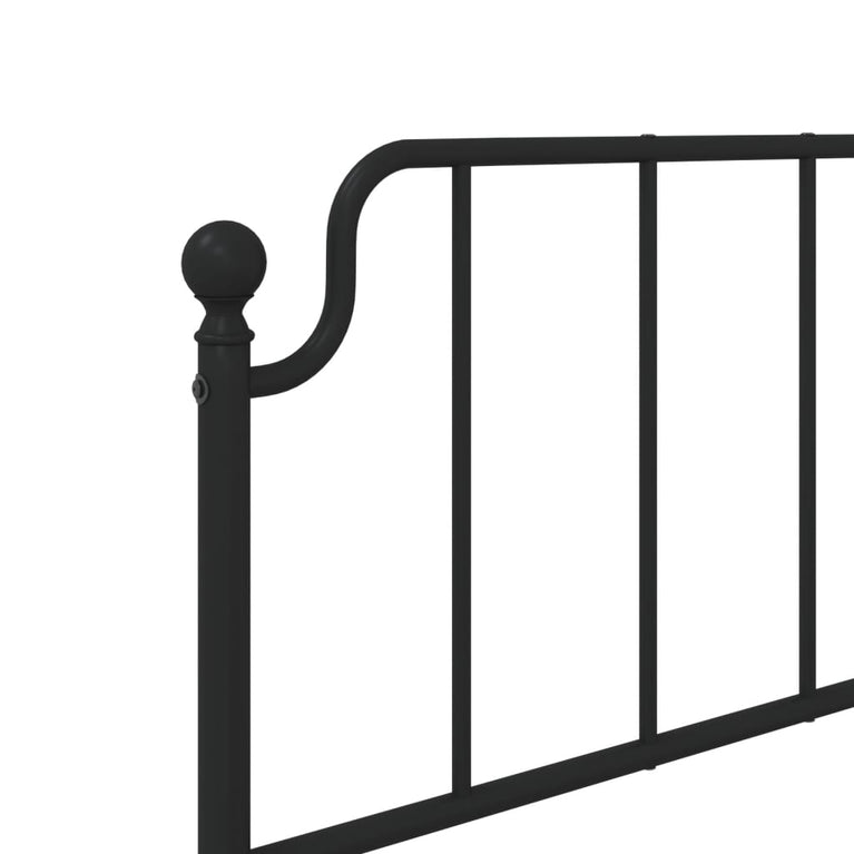 Bedframe met hoofdbord metaal zwart 80x200 cm
