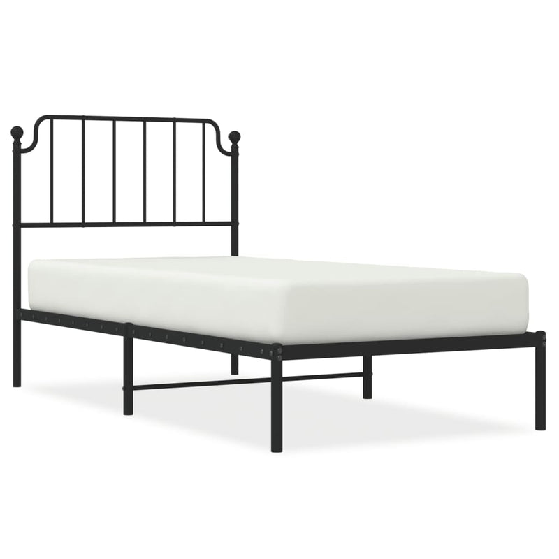 Bedframe met hoofdbord metaal zwart 90x190 cm