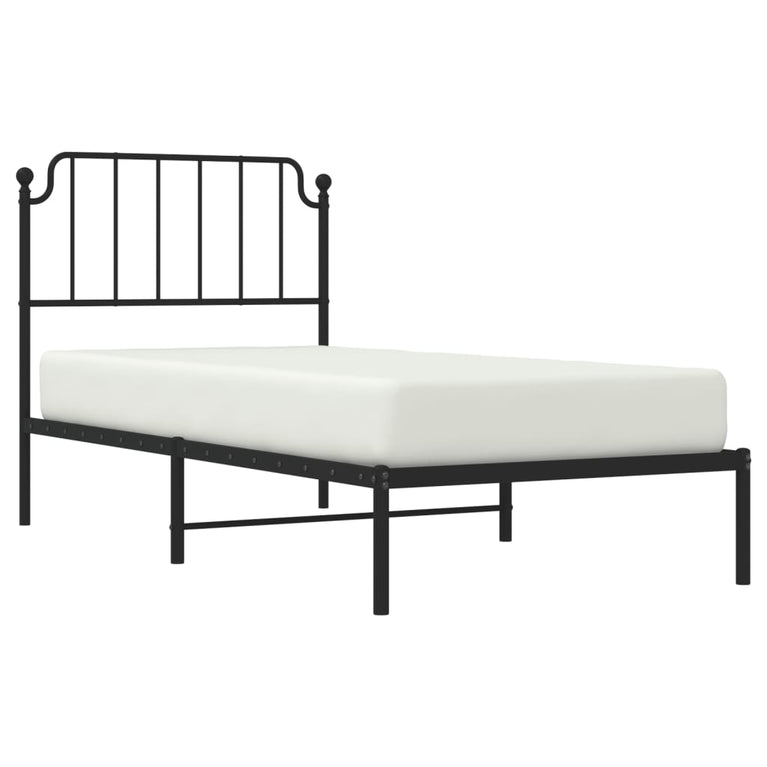 Bedframe met hoofdbord metaal zwart 90x190 cm
