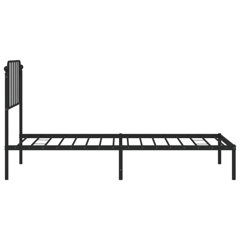 Bedframe met hoofdbord metaal zwart 90x190 cm