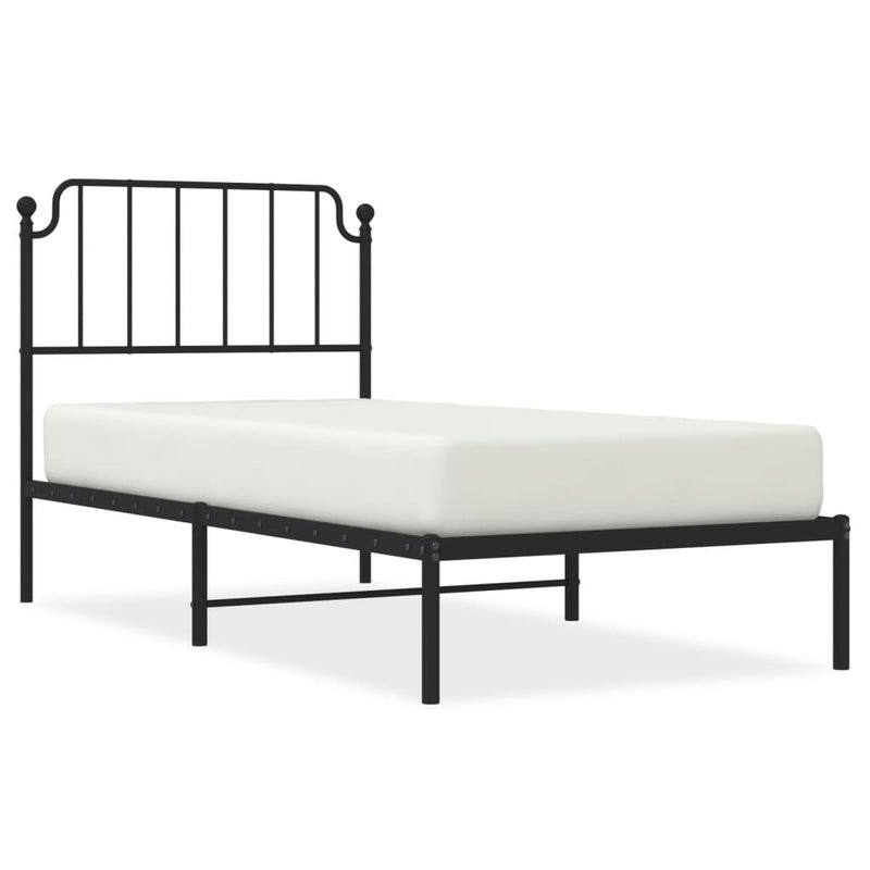 Bedframe met hoofdbord metaal zwart 90x200 cm
