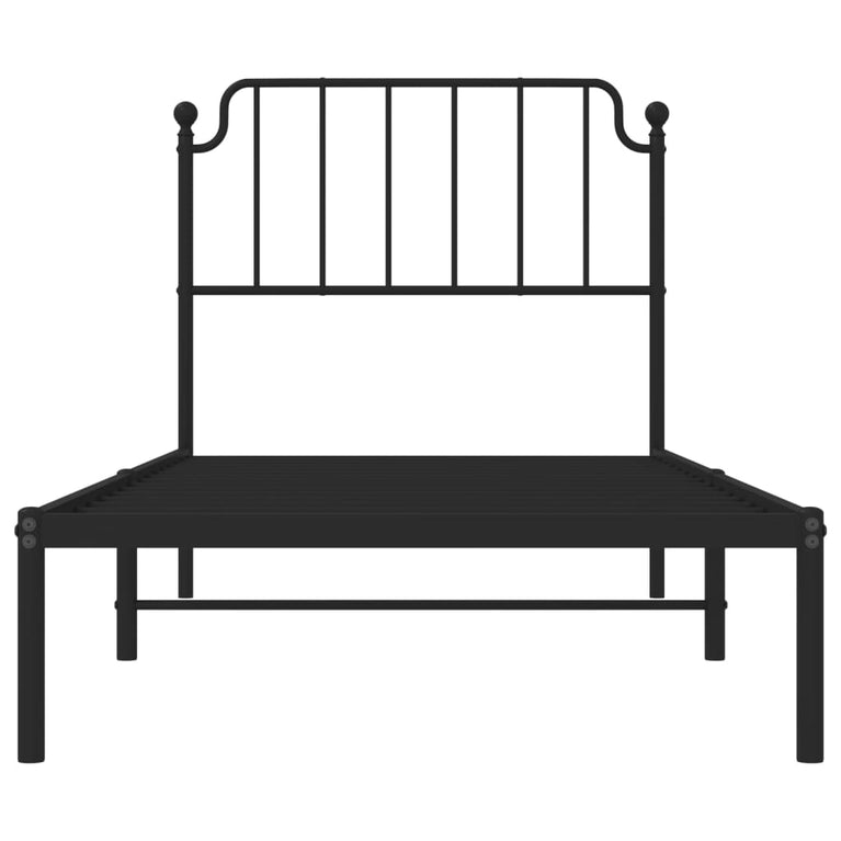 Bedframe met hoofdbord metaal zwart 90x200 cm