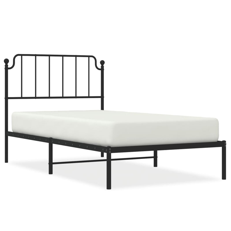 Bedframe met hoofdbord metaal zwart 100x200 cm