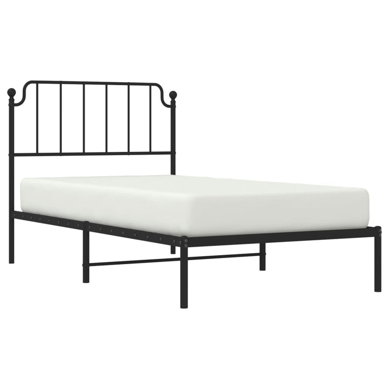Bedframe met hoofdbord metaal zwart 100x200 cm