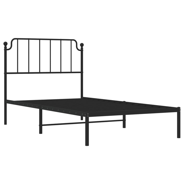 Bedframe met hoofdbord metaal zwart 100x200 cm