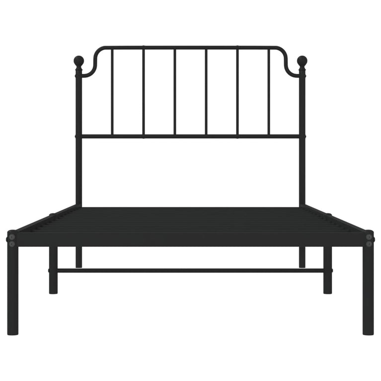 Bedframe met hoofdbord metaal zwart 100x200 cm