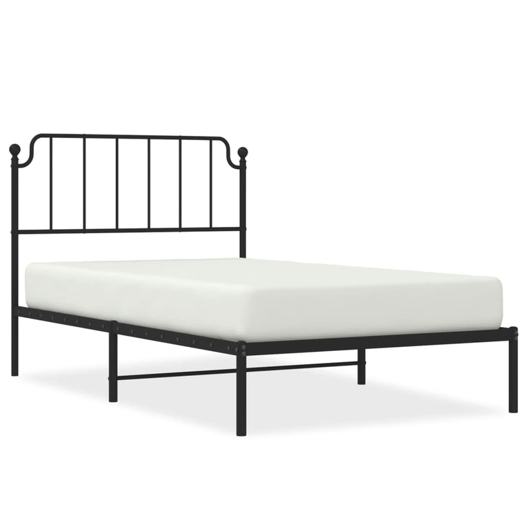 Bedframe met hoofdbord metaal zwart 107x203 cm