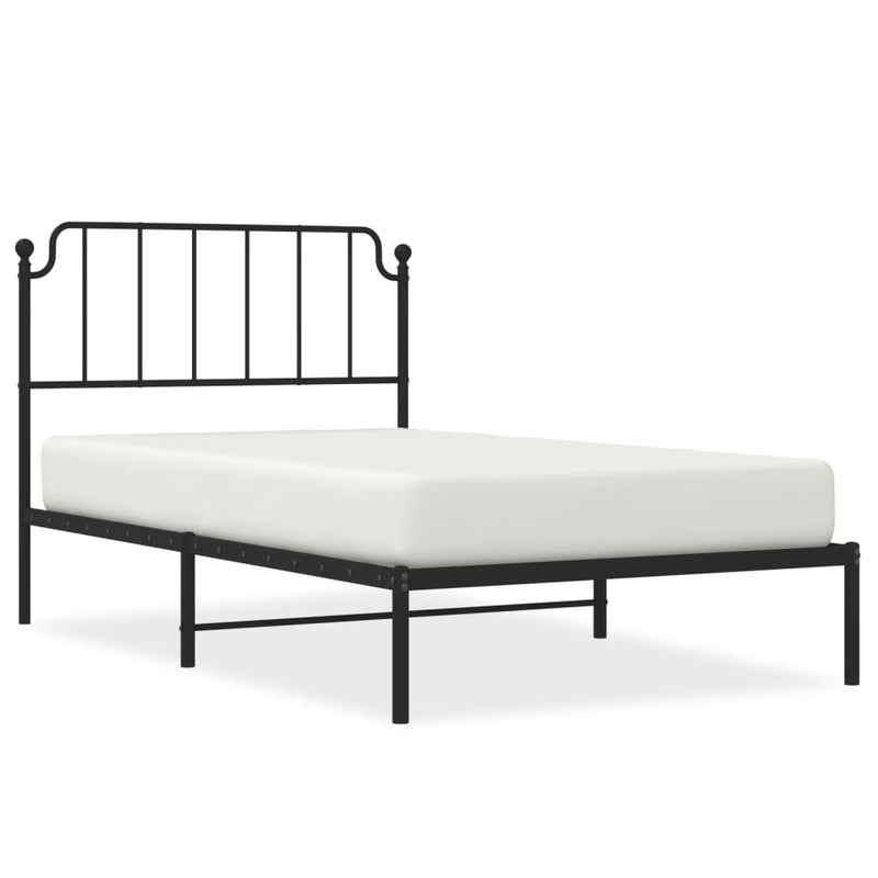 Bedframe met hoofdbord metaal zwart 107x203 cm