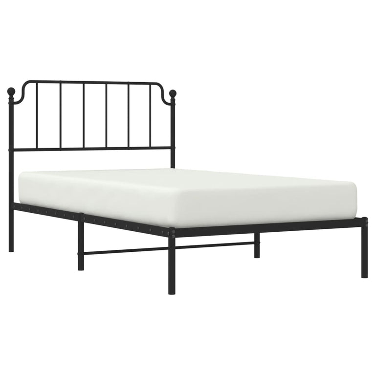 Bedframe met hoofdbord metaal zwart 107x203 cm