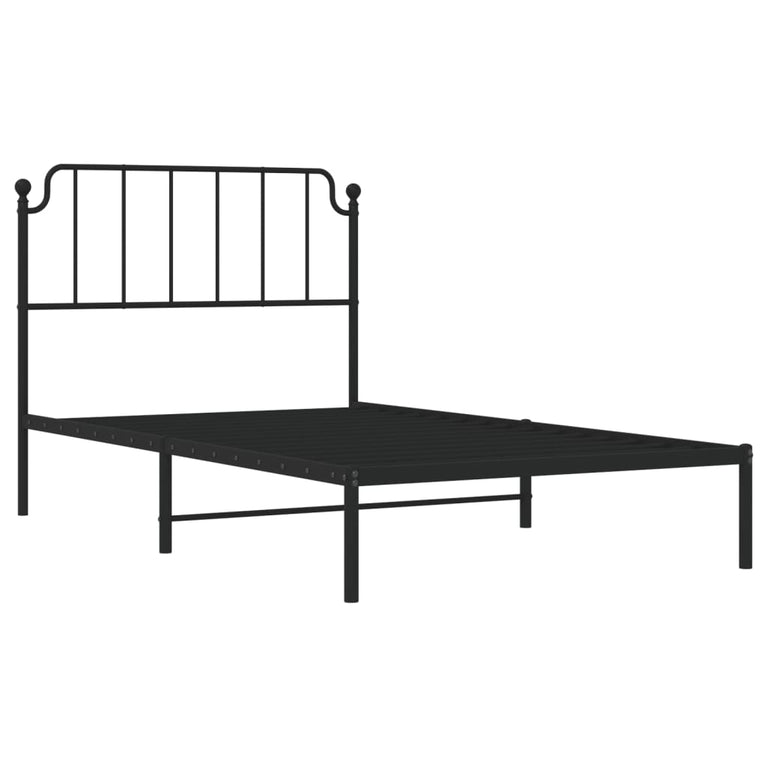Bedframe met hoofdbord metaal zwart 107x203 cm