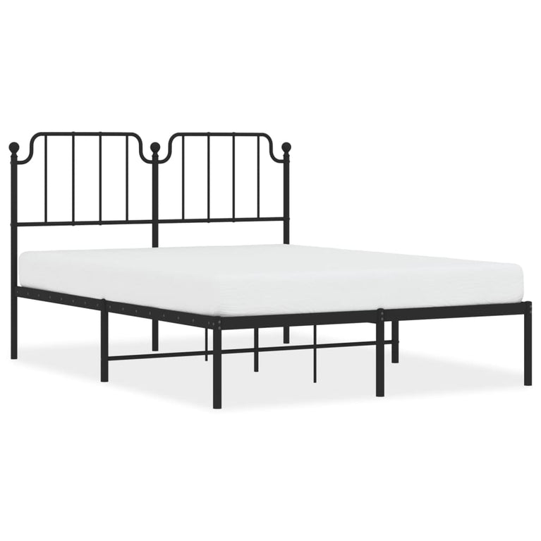 Bedframe met hoofdbord metaal zwart 150x200 cm