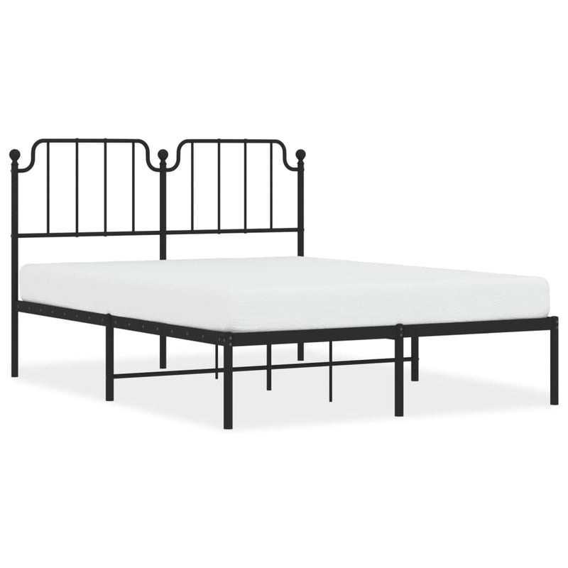 Bedframe met hoofdbord metaal zwart 150x200 cm