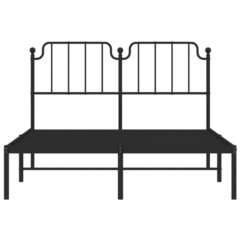 Bedframe met hoofdbord metaal zwart 150x200 cm