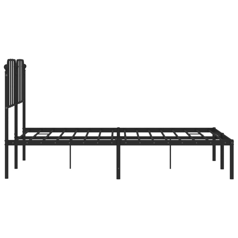 Bedframe met hoofdbord metaal zwart 150x200 cm