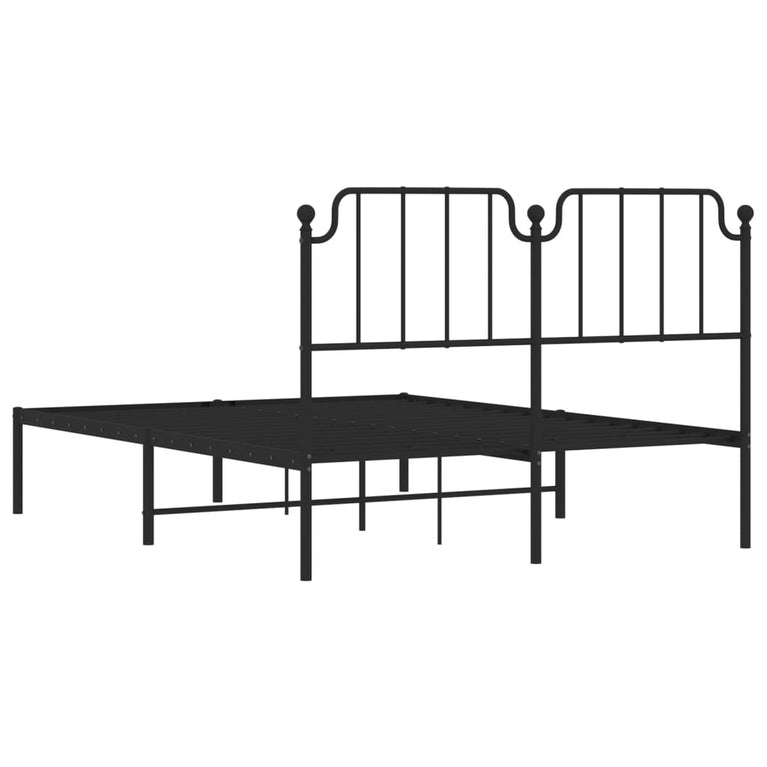 Bedframe met hoofdbord metaal zwart 150x200 cm