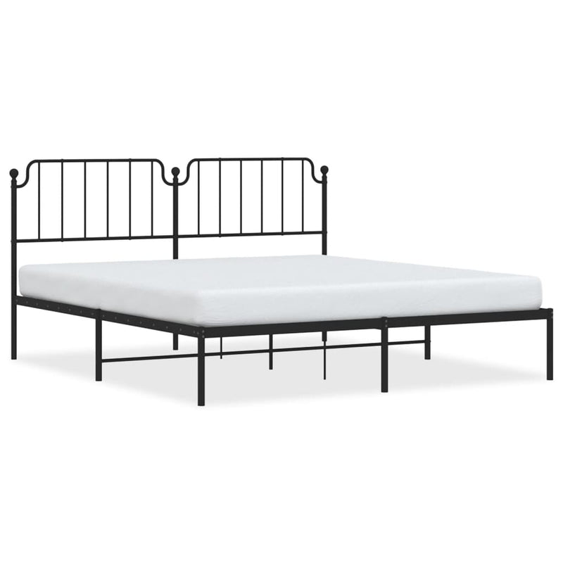 Bedframe met hoofdbord metaal zwart 160x200 cm