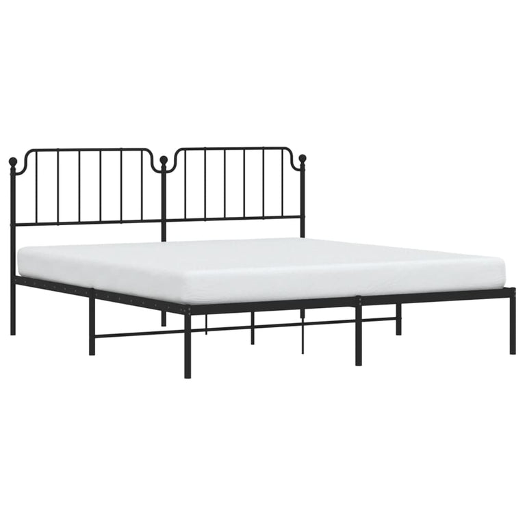 Bedframe met hoofdbord metaal zwart 160x200 cm