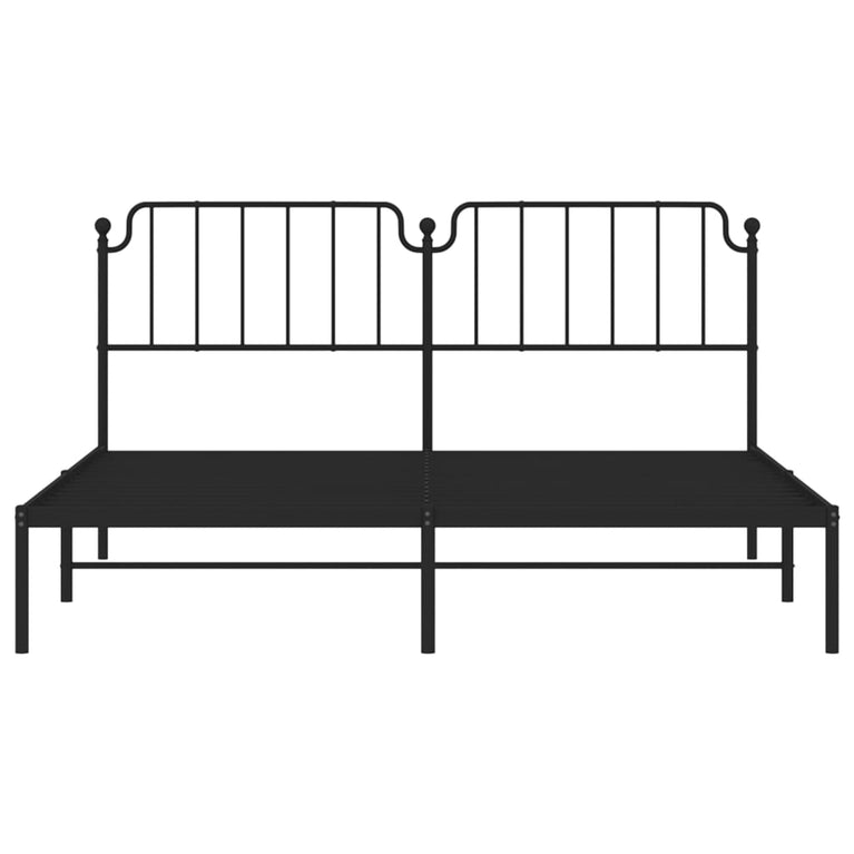 Bedframe met hoofdbord metaal zwart 160x200 cm
