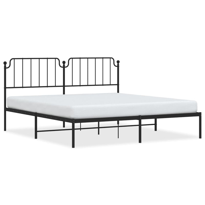 Bedframe met hoofdbord metaal zwart 180x200 cm