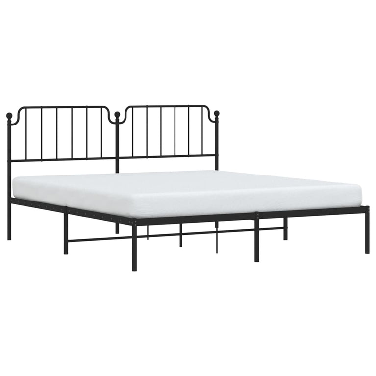 Bedframe met hoofdbord metaal zwart 180x200 cm