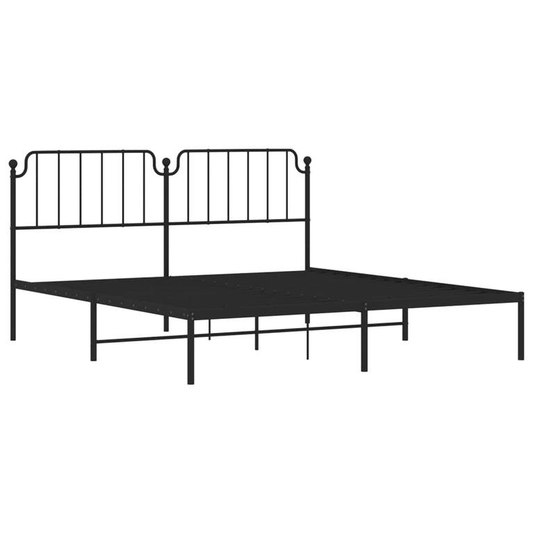 Bedframe met hoofdbord metaal zwart 180x200 cm