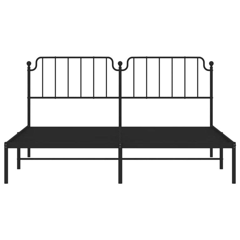 Bedframe met hoofdbord metaal zwart 180x200 cm